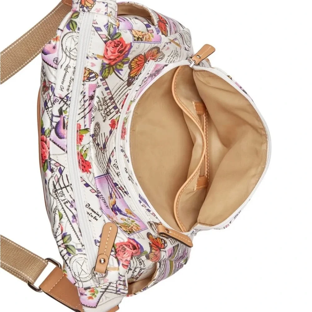 NWT GIANI BERNINI CANVAS POSTCARD HOBO SHOULDER CROSSBODY